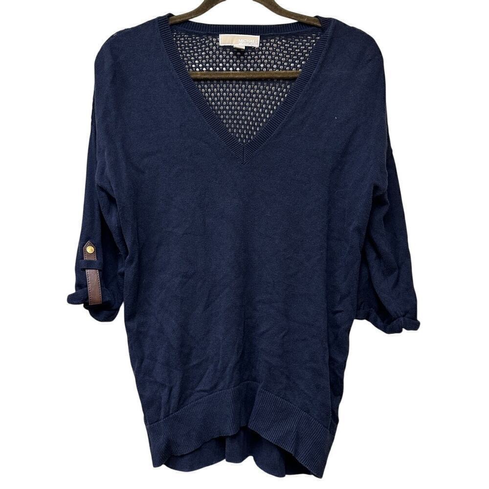 Michael Kors Blue Size Small Workwear Crochet Pullover Sweater Casual